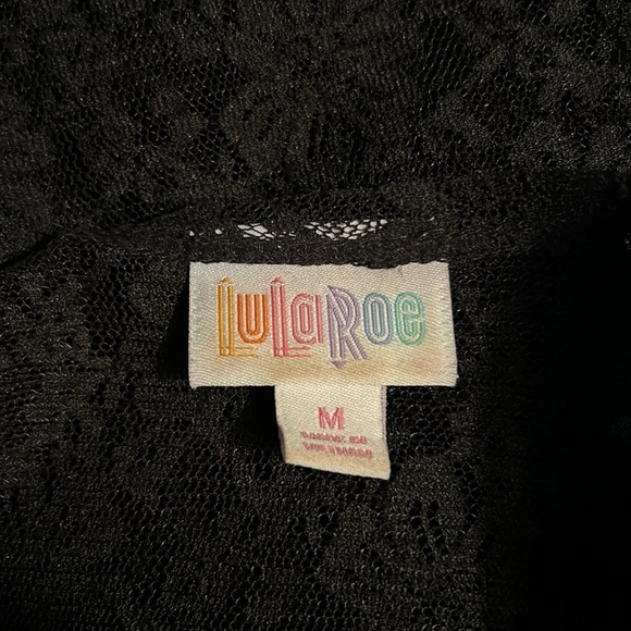 LulaRoe black lacy Joy long vest size medium - Picture 2 of 4